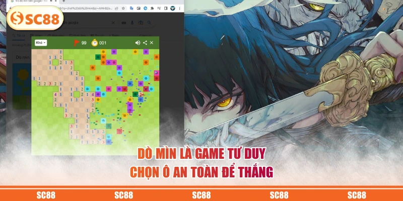 Dò mìn là game tư duy chọn ô an toàn để thắng