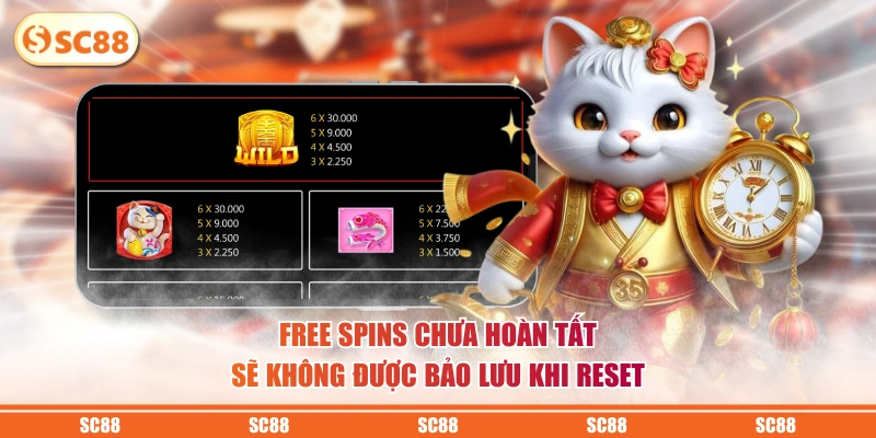 Free Spins chưa hoàn tất sẽ không được bảo lưu khi reset